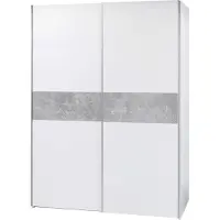 Emob Armoire à portes coulissantes Puls 2 portes blanc béton MDF feuilleReproduction Armoire