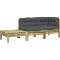vidaXL Canapé de jardin avec coussin et repose-pieds Pin imprégné