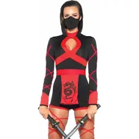 Leg avenue Combinaison capuche 3 pi ces Dragon Ninja Noir/Rouge