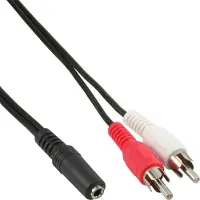 InLine - Câble audio - RCA x 2 mâle pour mini-phone stereo 3.5 mm femelle - 3 m - blindé - noir