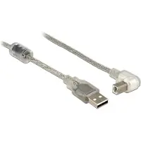 DeLOCK Kabel USB 2.0 Typ-A Stecker > USB 2.0 Typ-B Stecker gewinkelt 3,0 m transparent