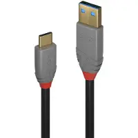 Lindy 36919 USB 3.2 Typ A et C Kabel, 5A PD, Anthra Line 3m
