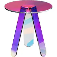 Vevor Table d'Appoint Ronde 450x480 mm Bout de Canapé en Acrylique Table Basse Charge Maximale 10 kg Table de Chevet Installation Facile pour Affaires à Portée de Mains Salon Chambre Balcon Irisée