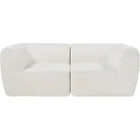 En.casa Modular Canapé 2 places 'Hurvas' 2 x élément d'angle avec accoudoir 76 x 216 x 108 cm Bouclé Blanc Crème