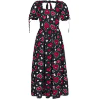 Hell Bunny Robe longue de - Kate Heart - Robe - XS - 4XL - pour Femme - noir/rouge - Taille XL