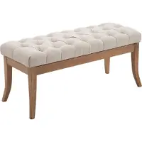 CLP Banquette avec pieds en bois assise en tissu Crème