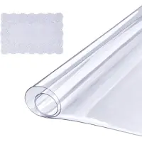 Vevor Nappe Rectangle Transparente 91,8x185 cm Film de Table Transparent en PVC Épaisseur 1,5 mm avec Coins Arrondis Découper sur Mesure avec Nappe en Tissu 45x30 cm Protection de Table Transparente
