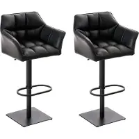 CLP Lot de 2 tabourets de bar Damaso en similicuir, pivotants et réglables en hauteur, structure noire