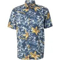 Superdry pour homme. M4010947A Chemise bleue à imprimé hawaïen (L), Casuel, Modal, Manche courte