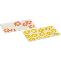 J-Line Assiette fleur rectangle ceramique mix assortiment de 2