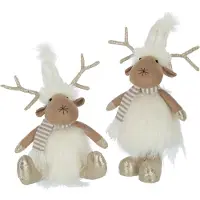 J-Line Renne debout assis textile beige/or assortiment de 2