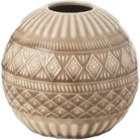 J-Line Vase boule ethnique porcelaine beige small