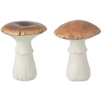 J-Line Champignon porcelaine blanc/marron small assortiment de 2