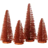 J-Line Boite de 4 sapin de noël décoratif paillettes plastique cuivre