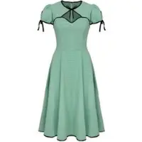 Hell Bunny Robe mi-longue Rockabilly de - Casey Dress - XS - 4XL - pour Femme - vert/noir - Taille S