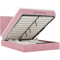 vidaXL Ottoman-lit avec matelas rose 140x190 cm velours