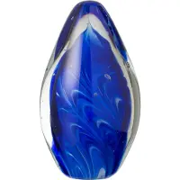 J-Line Presse papier polypus oval verre transparent/bleu large