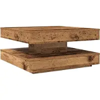 vidaXL Table basse pivotante à 360 degrés imitation vieux bois 70x70x34,5 cm
