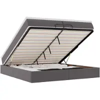 vidaXL Lit ottoman avec matelas Gris 200x200 cm Similicuir