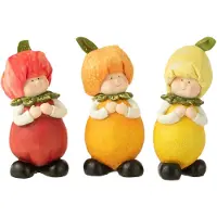 J-Line Enfant citron/orange/pomme polyresine large assortiment de 3