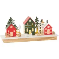 J-Line Deco hiver led village bois mix