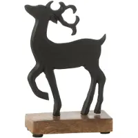 J-Line Renne Sur Socle Alu/Bois Noir Small