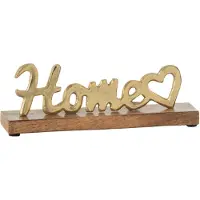 J-Line Home coeur sur pied aluminium/bois or