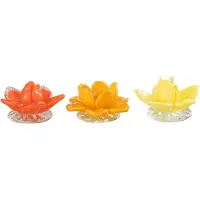 J-Line Fleurs verre rouge/jaune/orange assortiment de 3