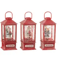 J-Line Boule a neige lanterne led noel resine asssortiment de 3