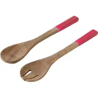 J-Line Set 2 couvert a salade bois de manguier rose/naturel