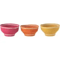 J-Line Panier bol jonc de mer rose/orange/jaune assortiment de 3