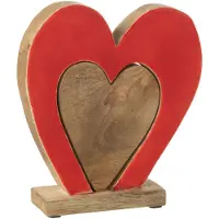 J-Line Coeur double sur pied bois de manguier rouge/naturel medium