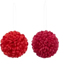 J-Line Fleur boule dia16cm artificiel rose/rouge assortiment de 2