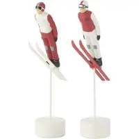 J-Line Skieur saut long resine rouge/blanc assortiment de 2