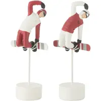 J-Line Snowboarder sur socle resine rouge/blanc assortiment de 2