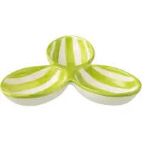 J-Line Apero dish granada stripes clover ceramic white green