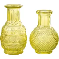 J-Line Vase kano verre jaune assortiment de 2