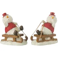 J-Line Bonhomme de neige traineau resin mix small assortiment de 2
