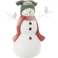 J-Line Bonhomme de neige oiseaux resine rouge/vert small