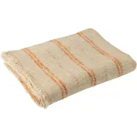 J-Line Plaid lignes lin/coton beige/rouille