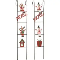 J-Line Echelle deco renne/bonhomme de neige metal mix assortiment de 2