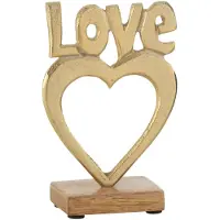 J-Line Love coeur sur pied aluminium/bois or small