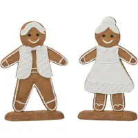 J-Line Figurine pain d'epice poly blanc/marron assortiment de 2