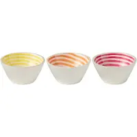 J-Line Bol spirale bois de manguier rose/orange/jaune medium assortiment de 3