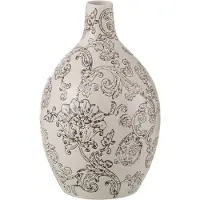 J-Line Vase zen rond porcelaine blanc/noir