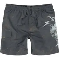 Rock Rebel by EMP Short de bain de - Rock Skull Swim Shorts - S - XXL - pour Homme - gris foncé - Taille XXL