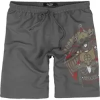 Rock Rebel by EMP Short de bain de - Swim Shorts With Skull and Sword - S - M - pour Homme - gris - Taille M