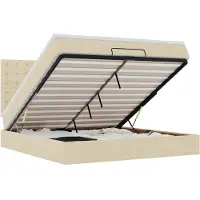 vidaXL Lit ottoman avec matelas Crème 200x200 cm Tissu