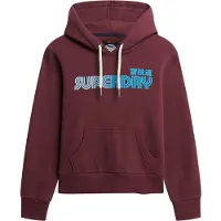 Superdry pour femme. W2012494A Sweat à capuche Faded Core bordeaux (S), Casuel, Coton