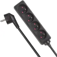 Velleman 4-Way Socket-Outlet - 1.5 M Cable - Black - French Socket